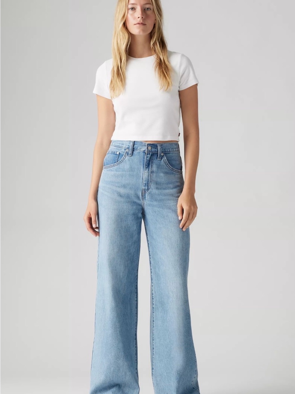 High-Waisted Cinch Baggy Levis Jeans